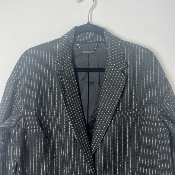 NEW Trina Turk Dark Gray Pinstripe 2-Button Single Breasted Blazer Classic Sz 12 - Picture 4 of 9
